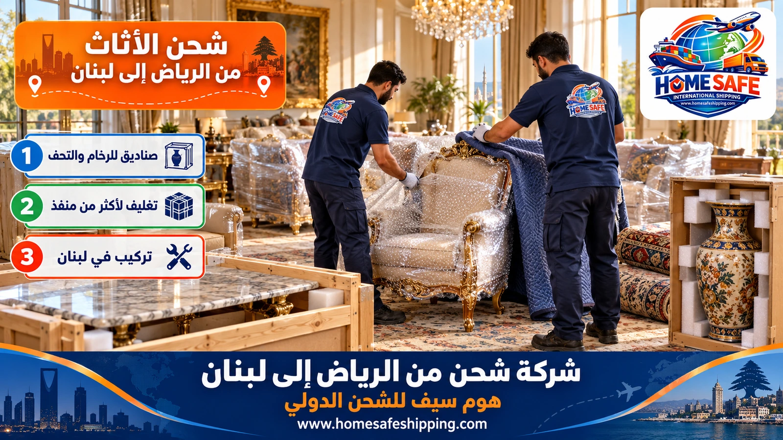 شحن الأثاث من الرياض إلى لبنان