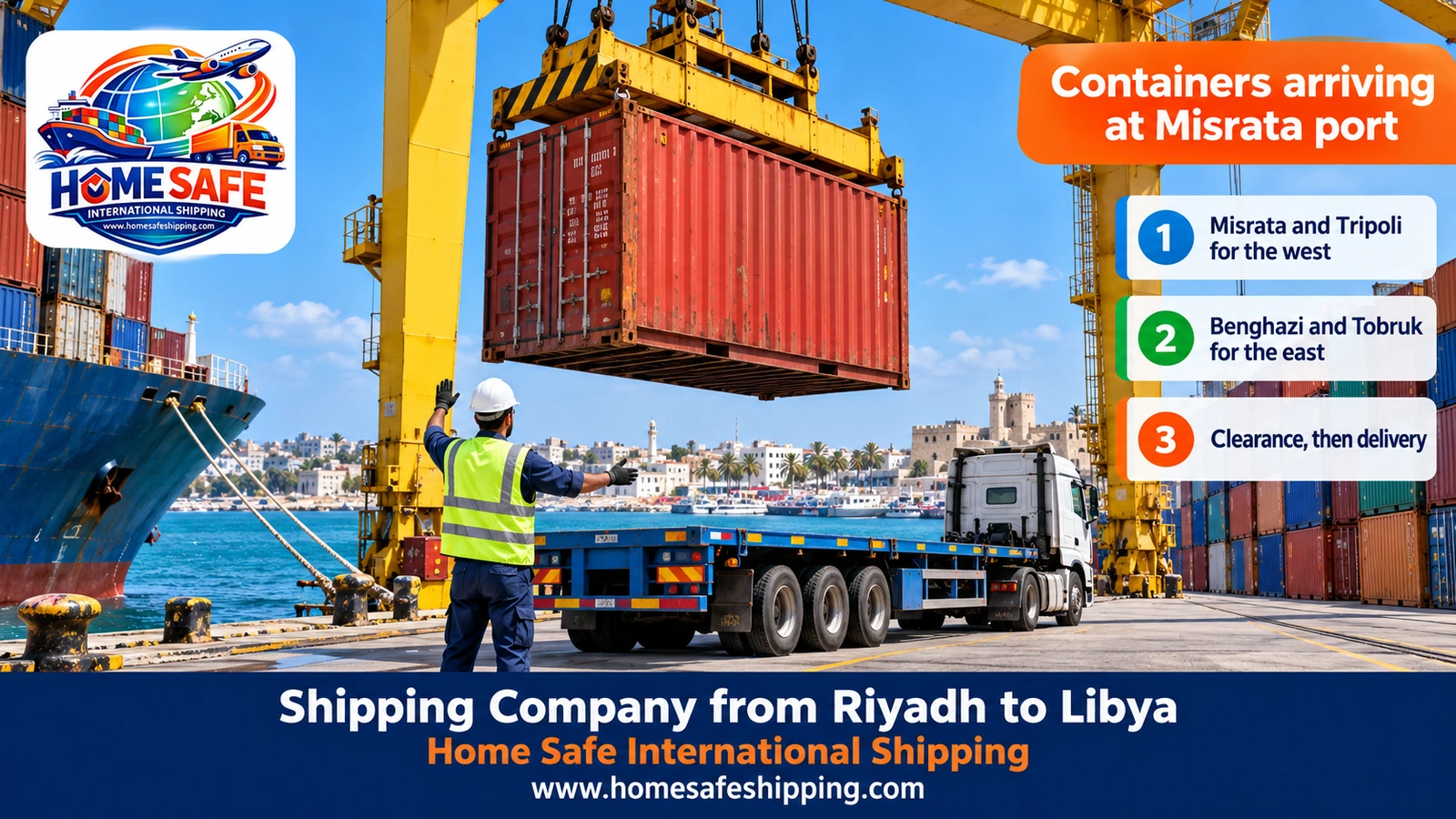 Containers from Riyadh arriving at Misrata port in Libya