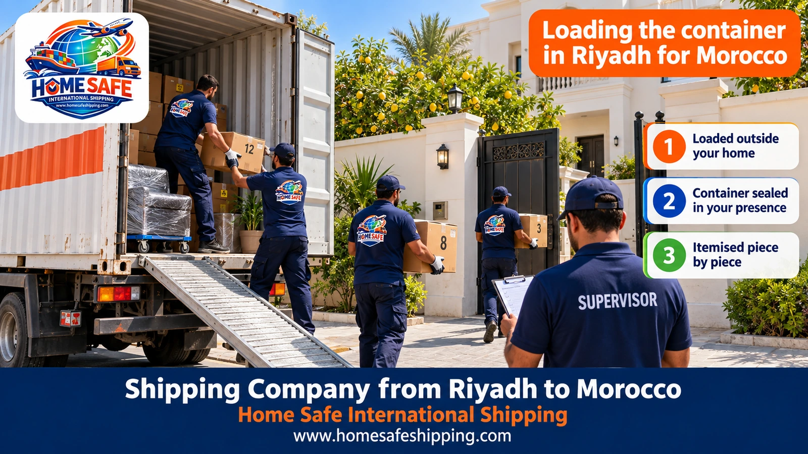 Loading the container in Riyadh for Morocco