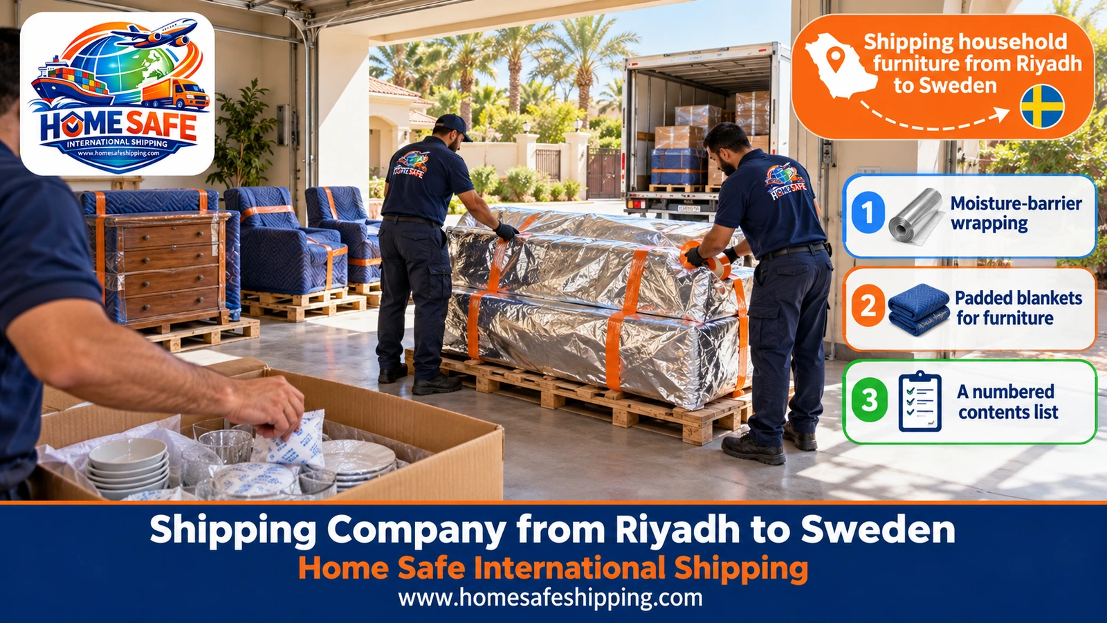 Shipping household furniture from Riyadh to Sweden