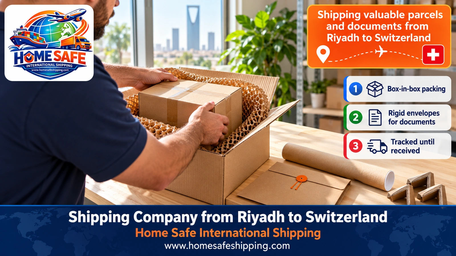 Shipping valuable parcels and documents from Riyadh to Switzerland