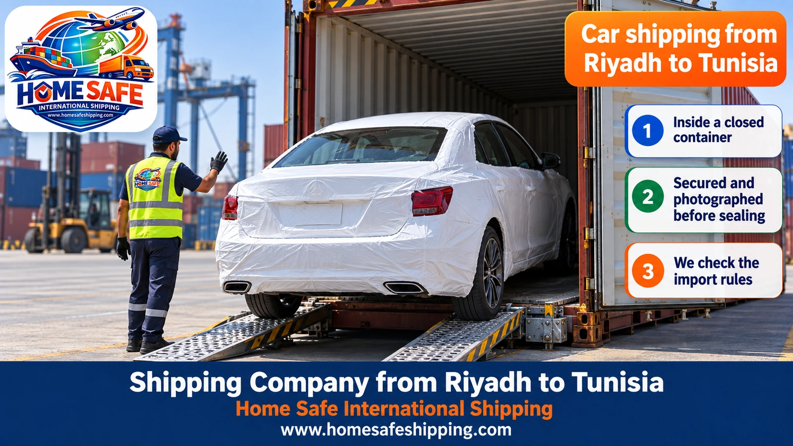 Car shipping from Riyadh to Tunisia