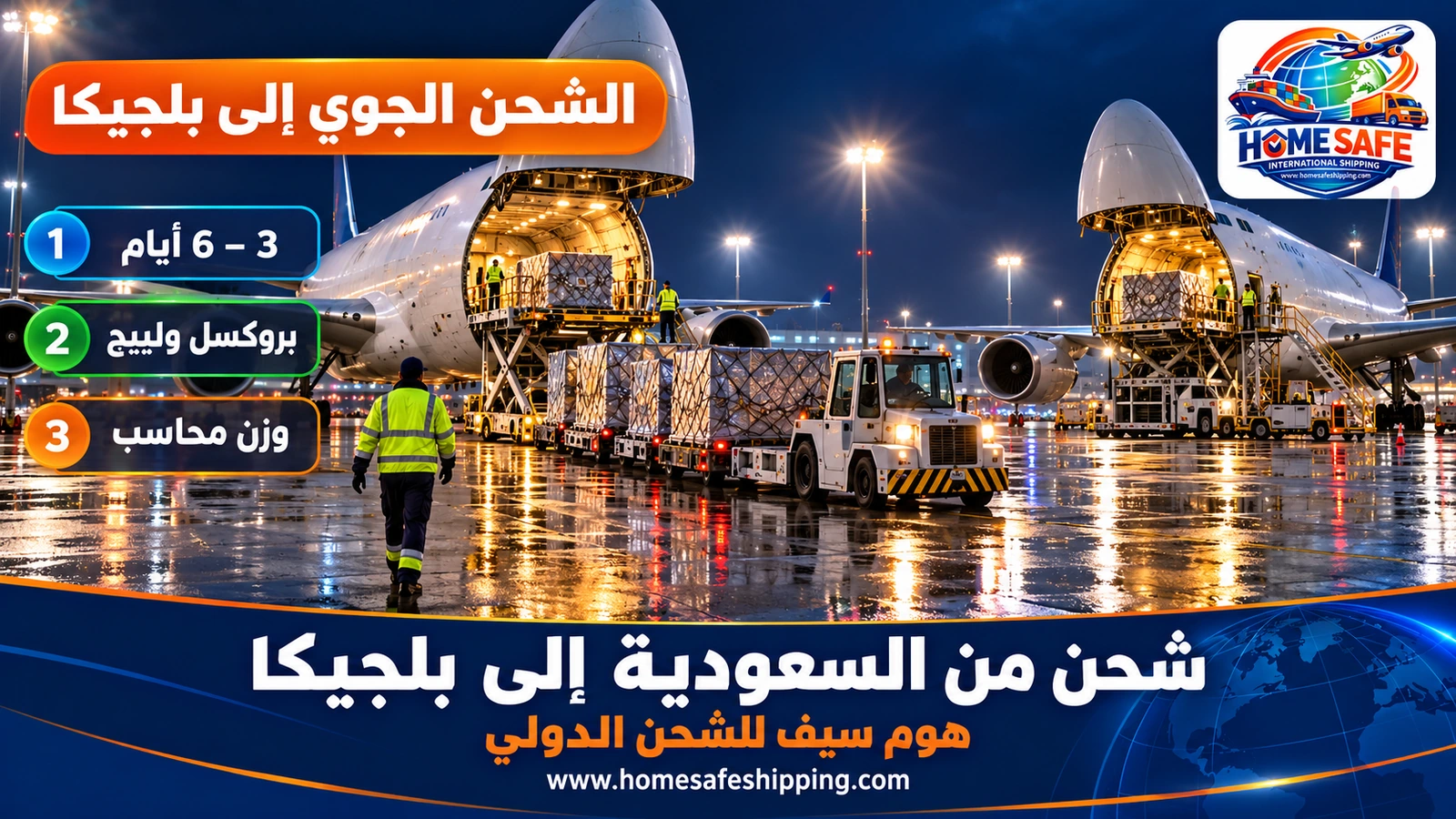 الشحن الجوي من السعودية إلى بلجيكا