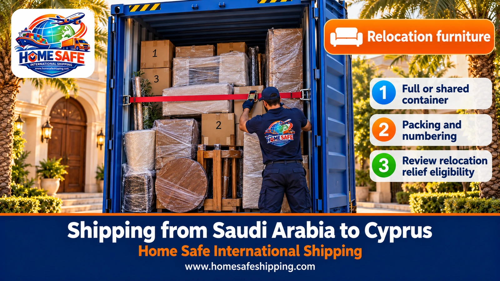 Shipping relocation furniture from Saudi Arabia to Cyprus