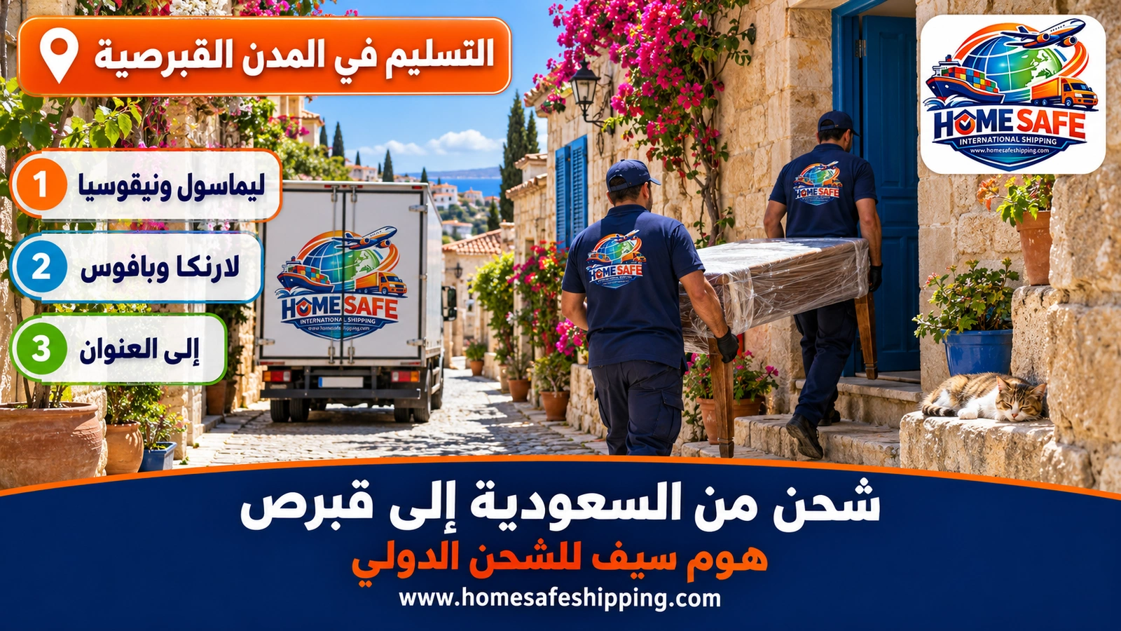 تسليم الشحنات في المدن القبرصية