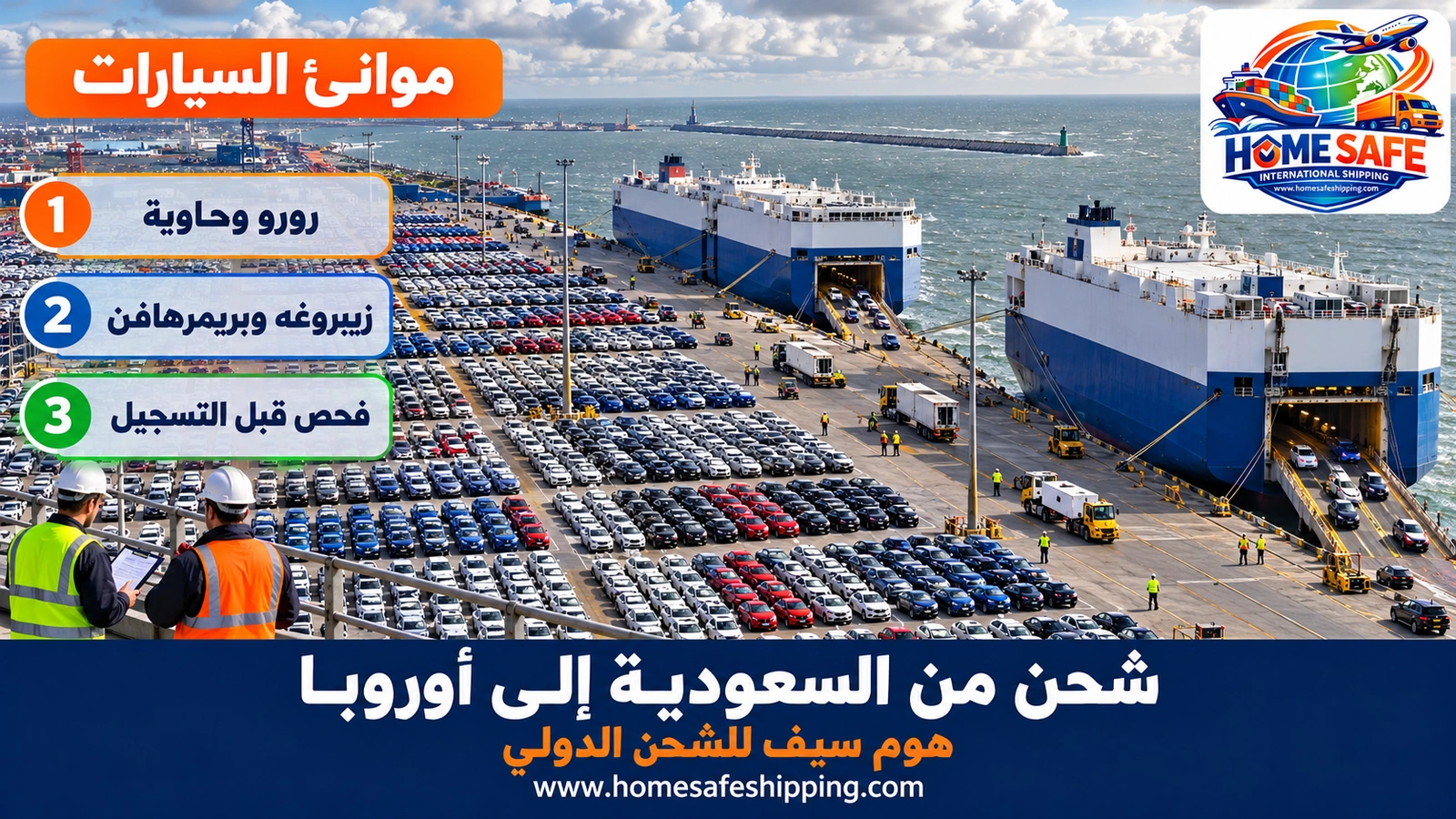 شحن السيارات من السعودية إلى موانئ أوروبا