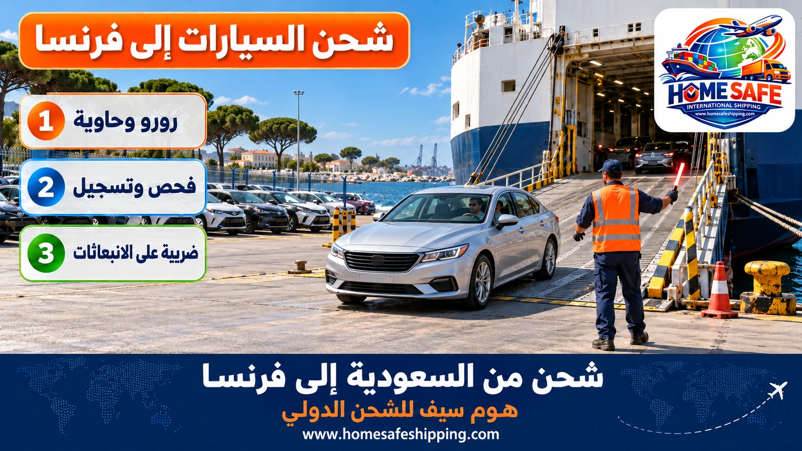 شحن السيارات من السعودية إلى فرنسا