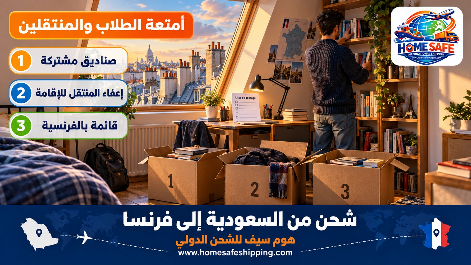 شحن أمتعة الطلاب من السعودية إلى فرنسا