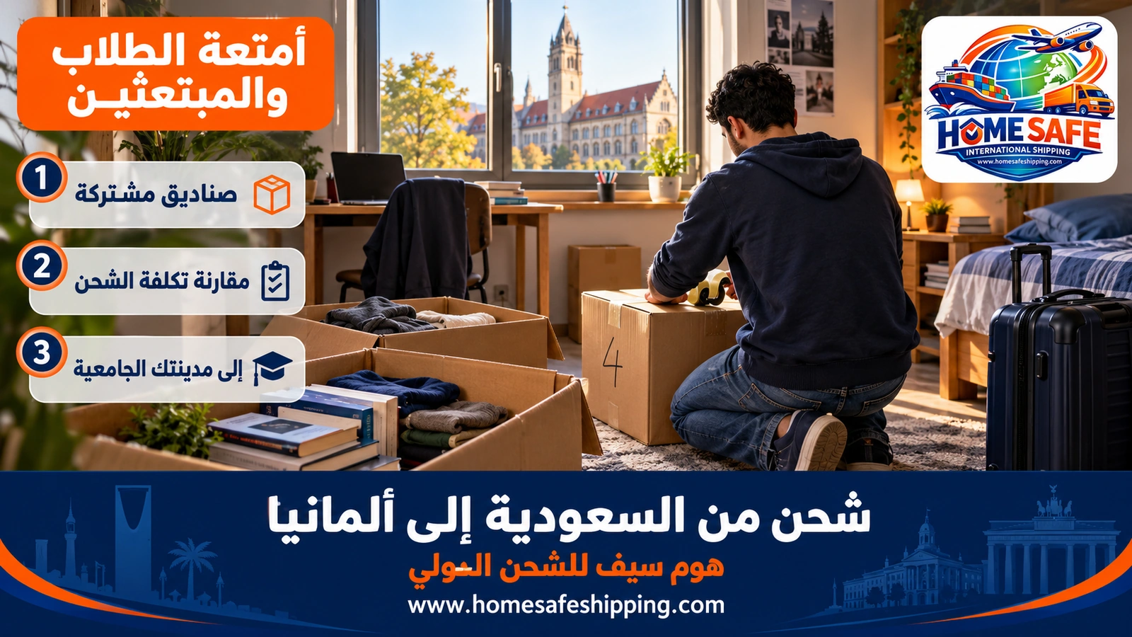 شحن أمتعة الطلاب من السعودية إلى ألمانيا