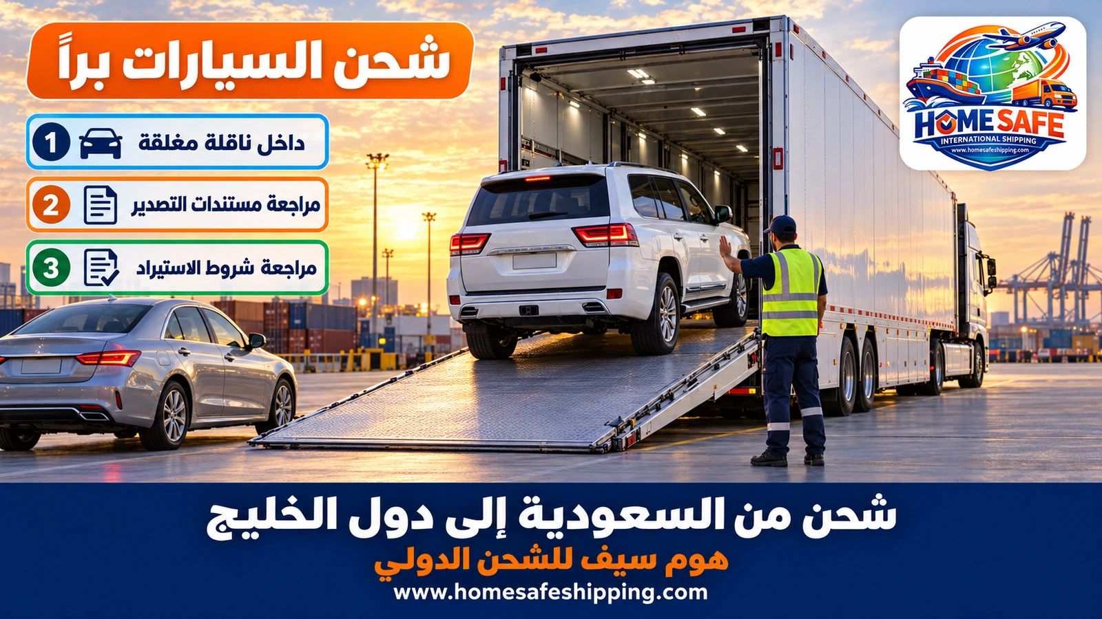 شحن السيارات براً من السعودية إلى دول الخليج