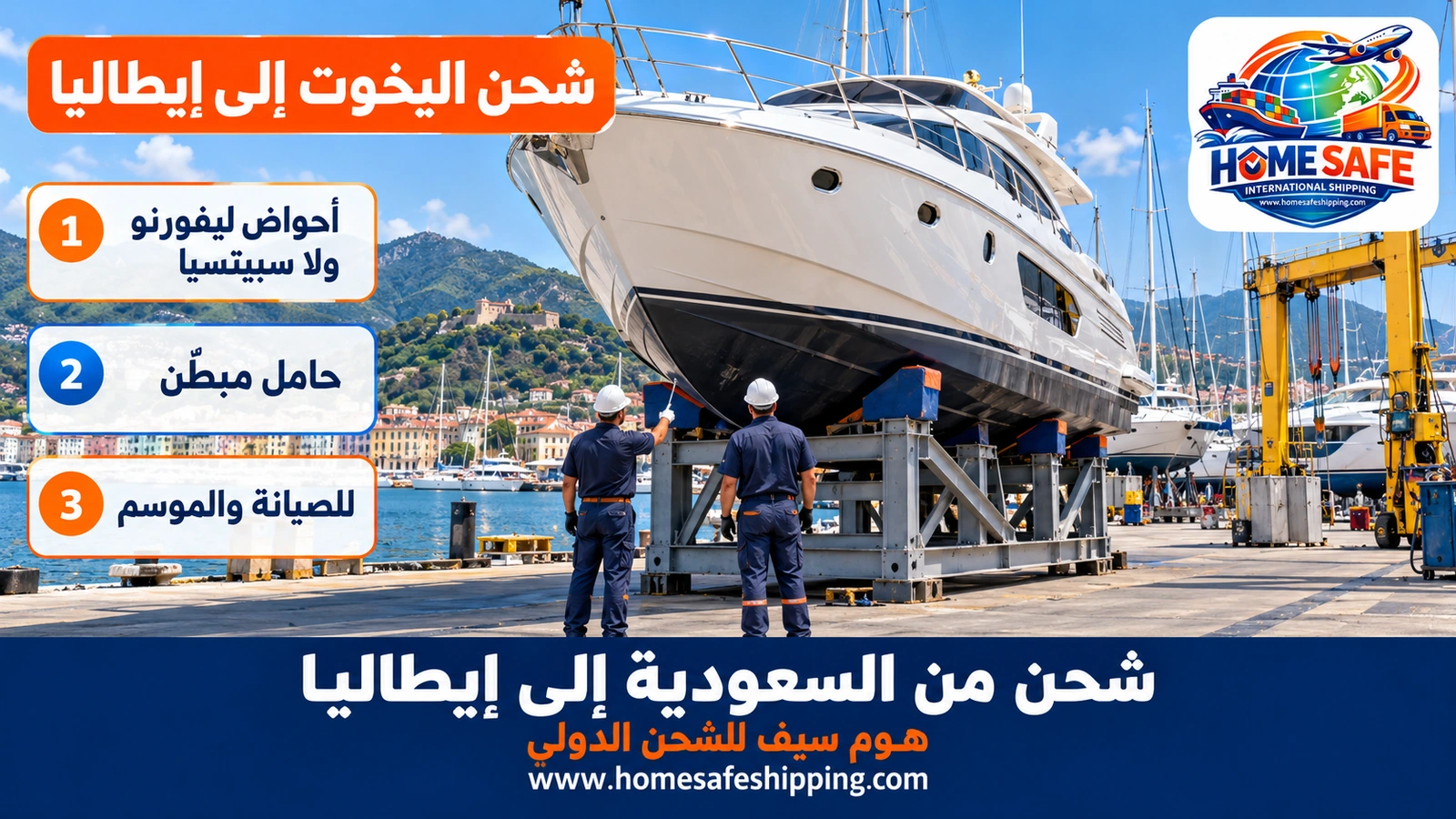 شحن اليخوت من السعودية إلى إيطاليا
