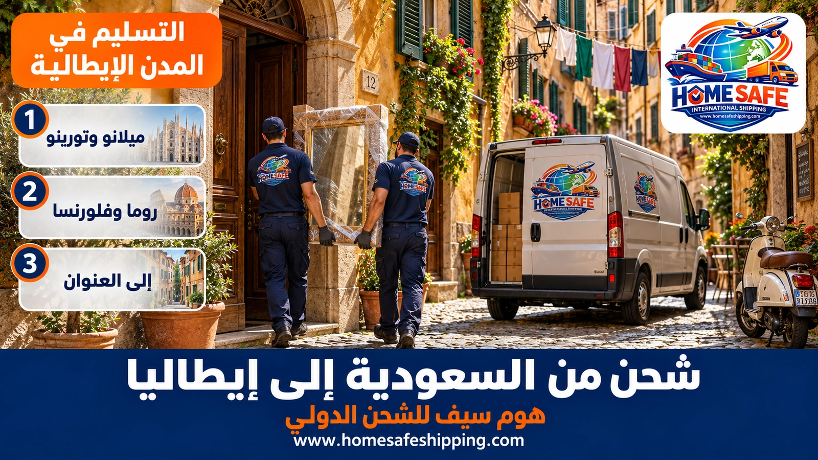 تسليم الشحنات في المدن الإيطالية