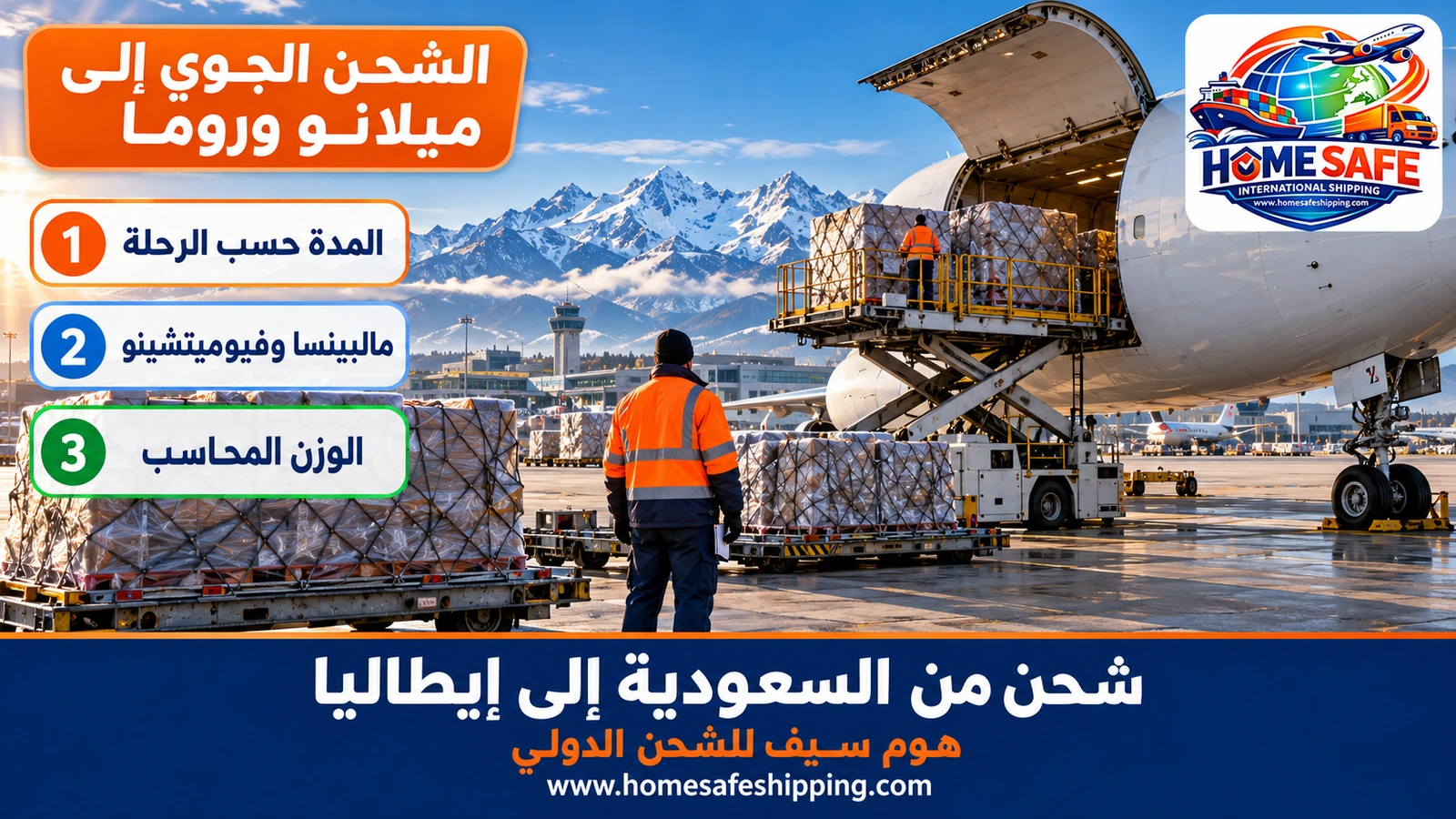 الشحن الجوي من السعودية إلى ميلانو