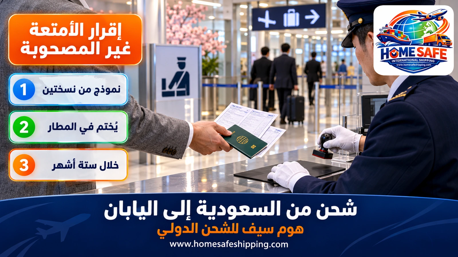 إقرار الأمتعة غير المصحوبة عند الوصول إلى اليابان