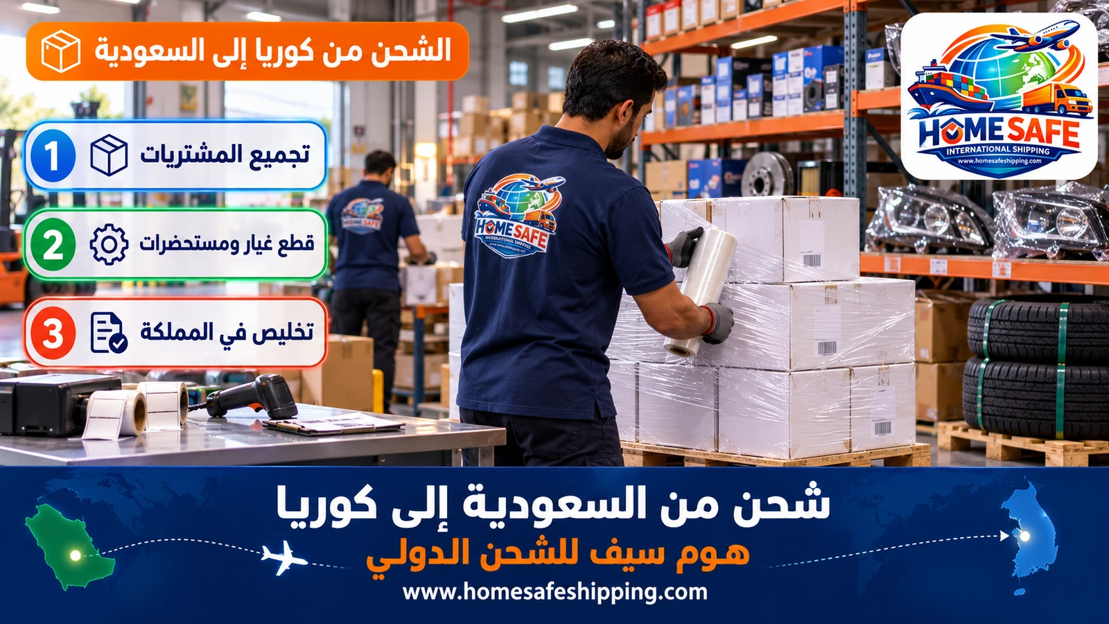الشحن من كوريا إلى السعودية وتجميع المشتريات