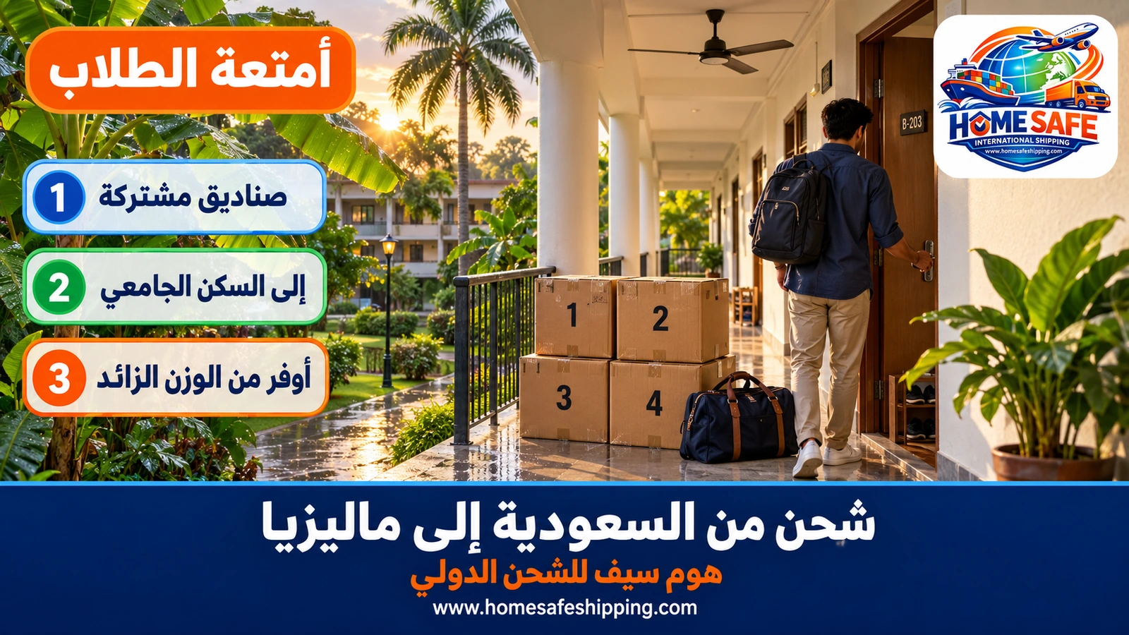 شحن أمتعة الطلاب من السعودية إلى ماليزيا