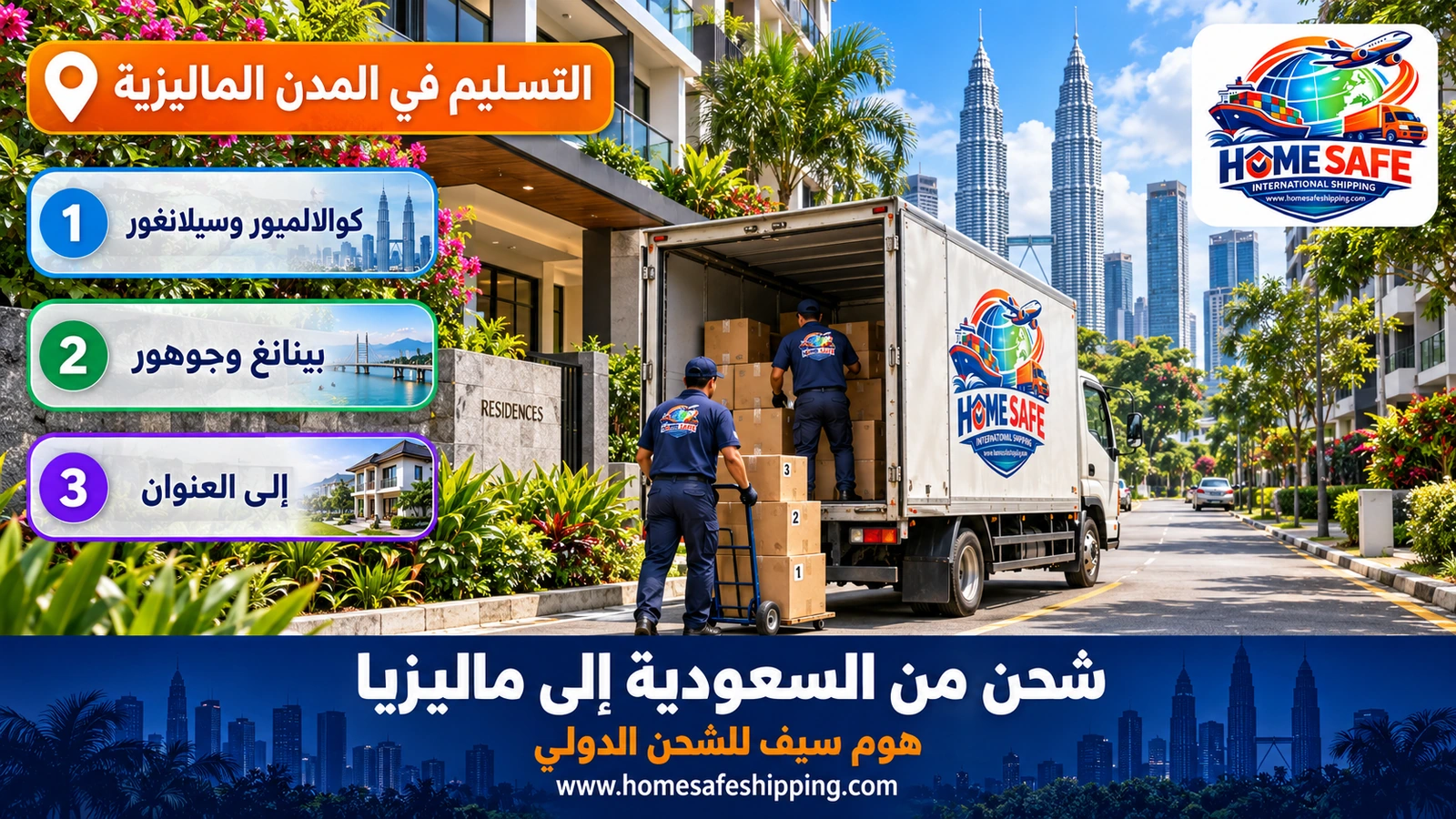 تسليم الشحنات في المدن الماليزية