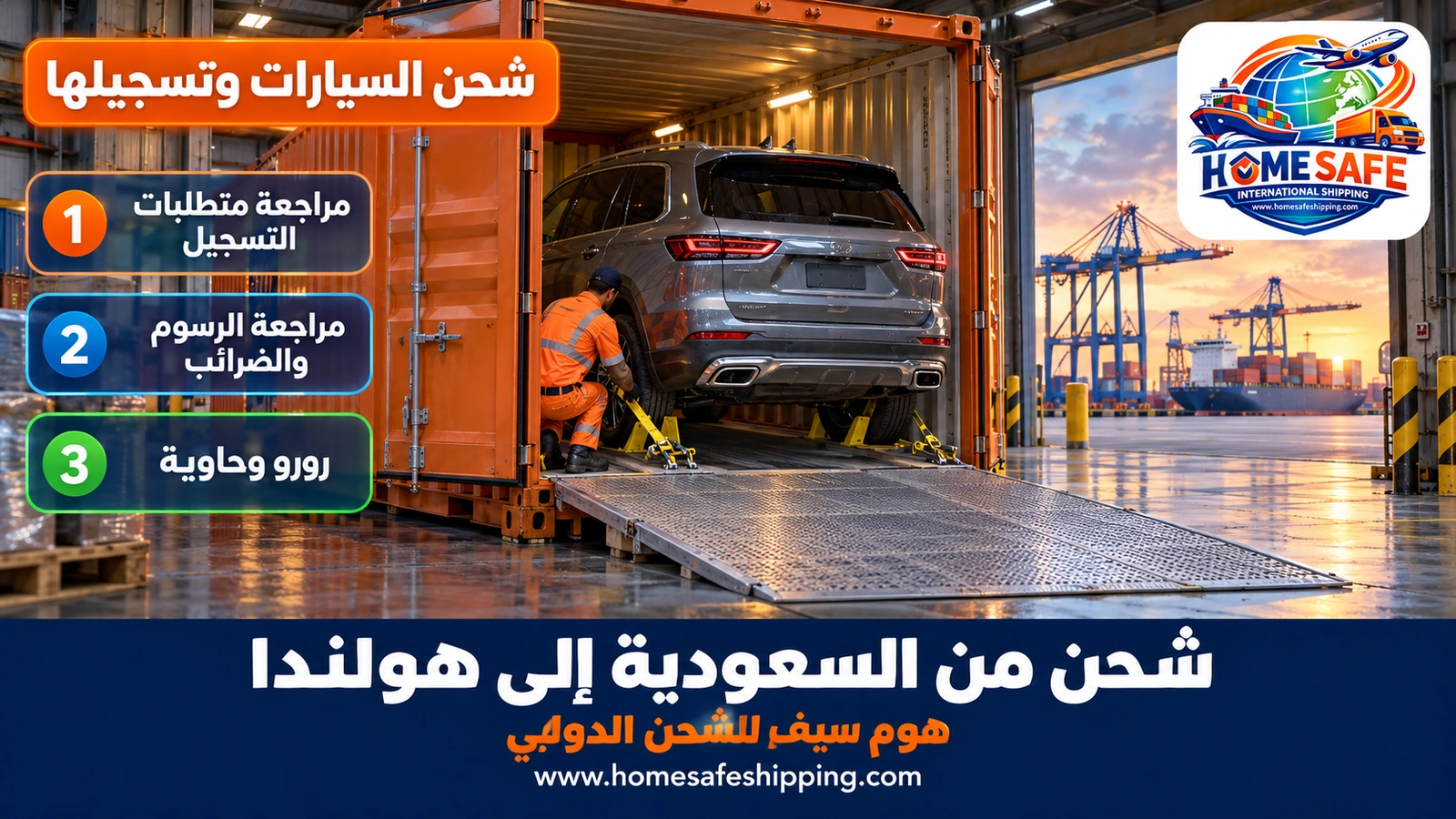 شحن السيارات من السعودية إلى هولندا