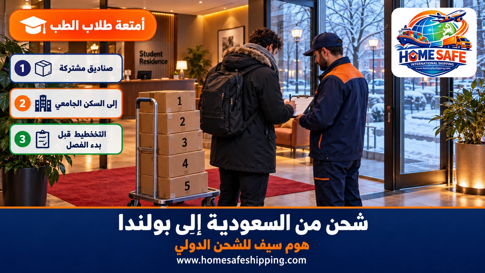 شحن أمتعة الطلاب من السعودية إلى بولندا