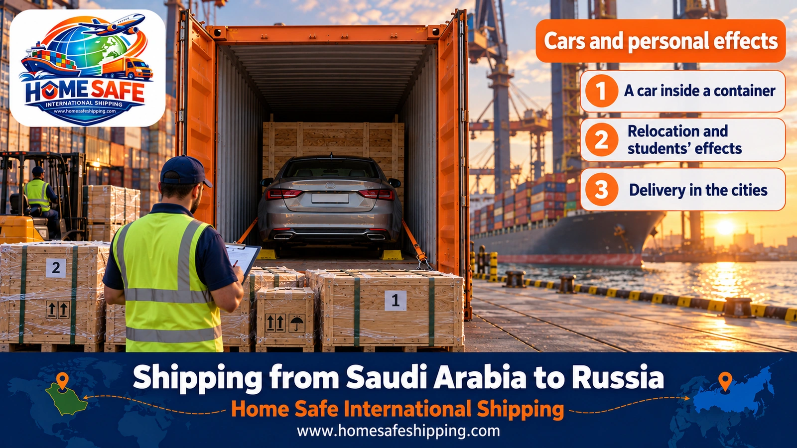 Shipping cars and personal effects from Saudi Arabia to Russia