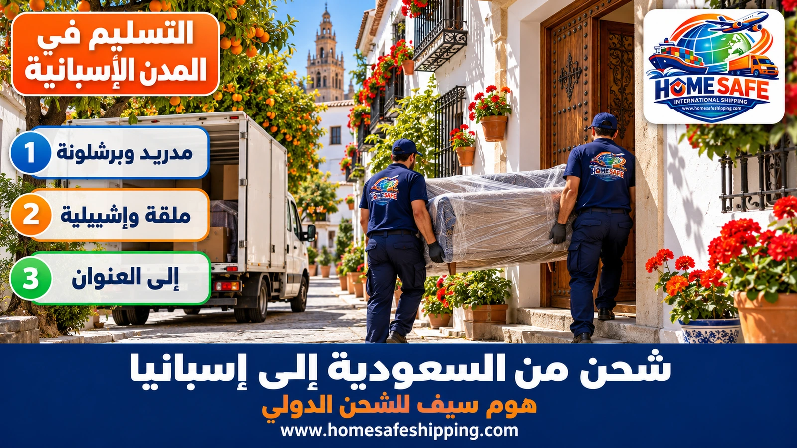 تسليم الشحنات في المدن الإسبانية