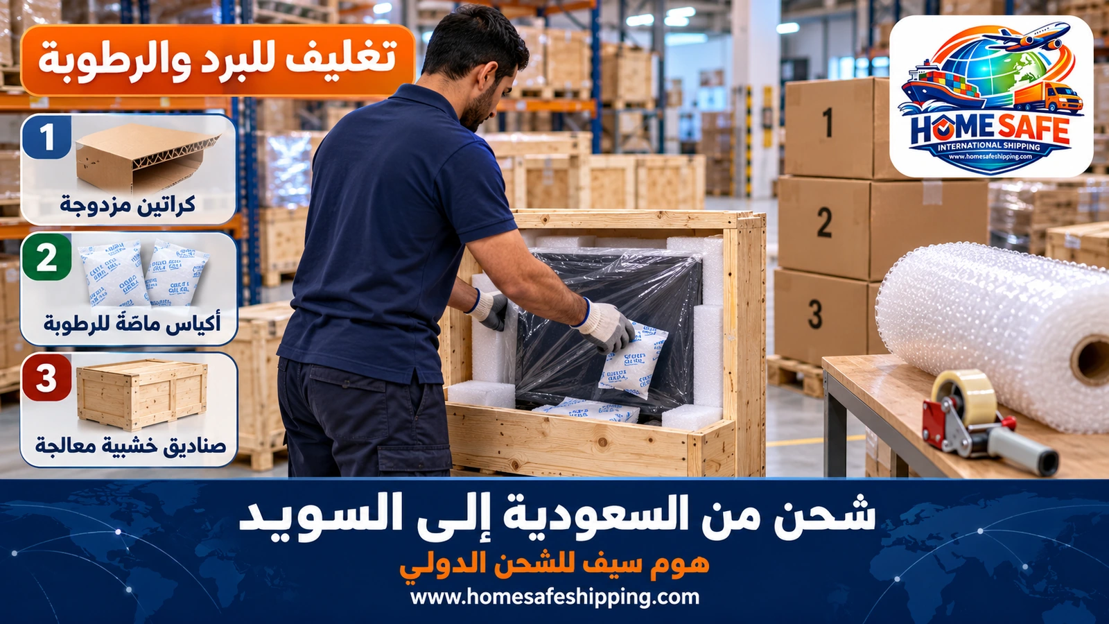 تغليف الشحنات المتجهة إلى السويد