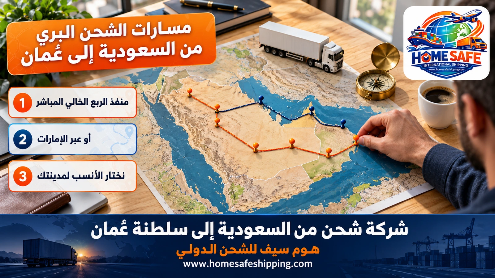 مسارات الشحن البري من السعودية إلى عُمان