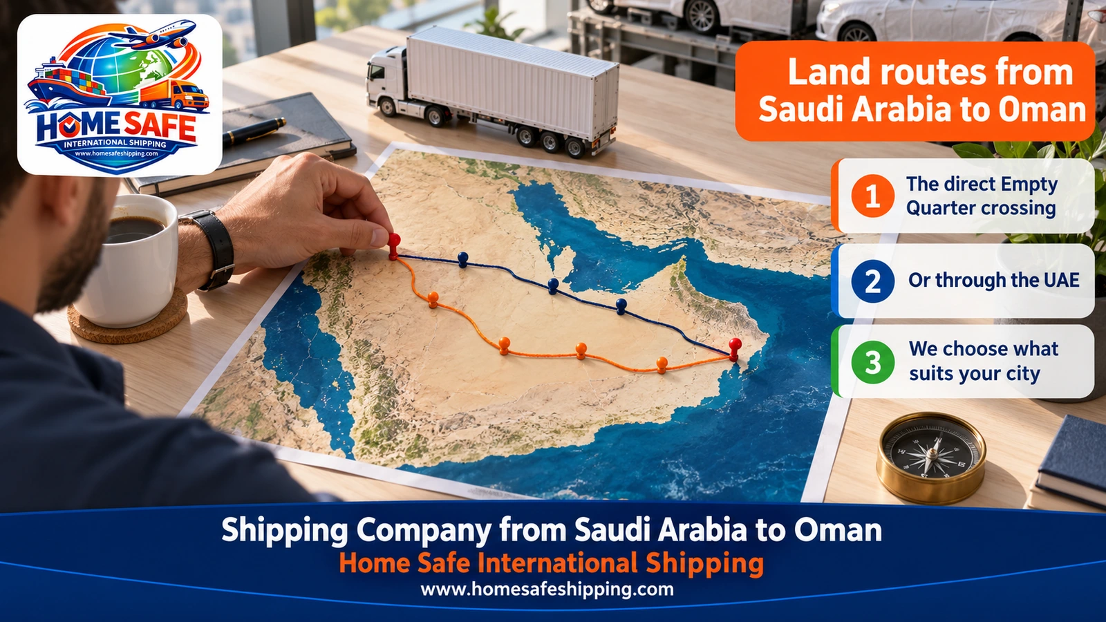 Land routes from Saudi Arabia to Oman
