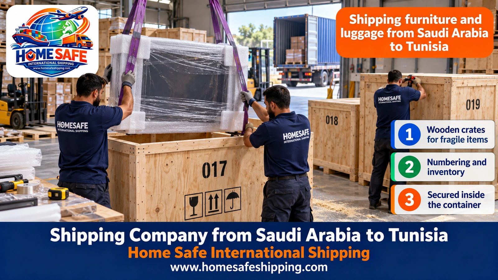 Shipping furniture and luggage from Saudi Arabia to Tunisia