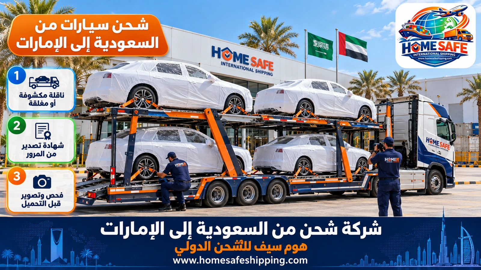 شحن سيارات من السعودية إلى الإمارات
