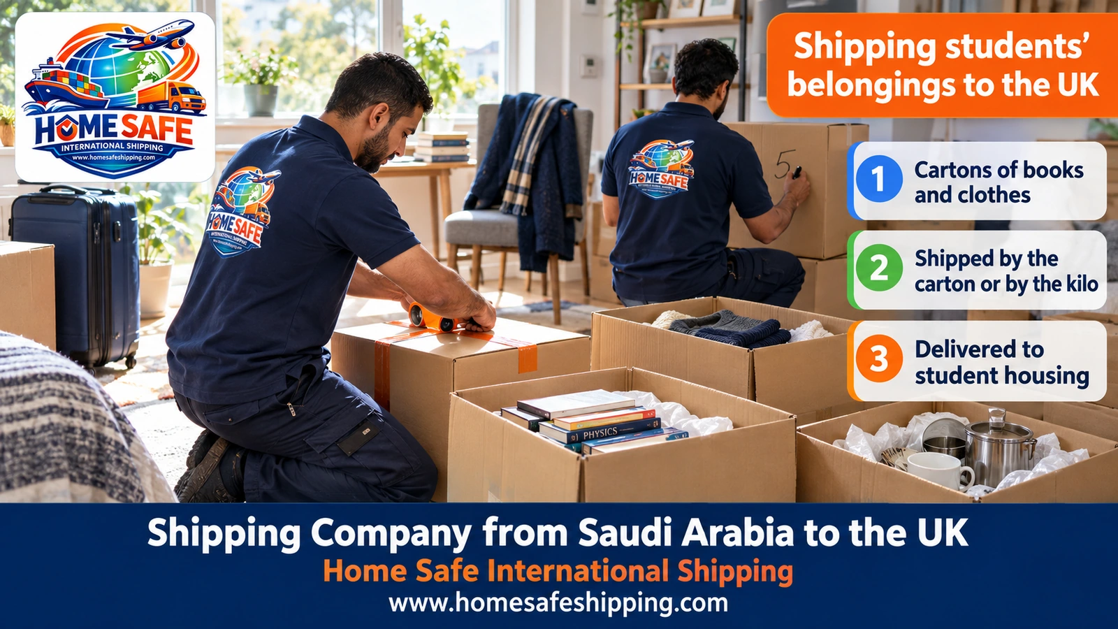Shipping students’ belongings to the UK