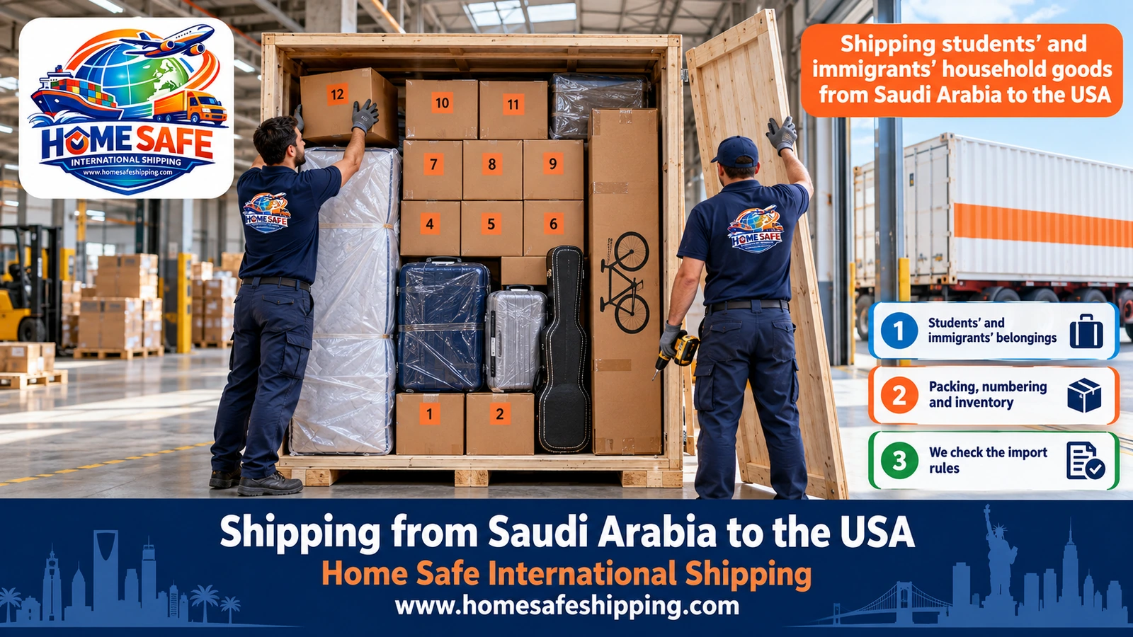 Shipping students’ and immigrants’ household goods from Saudi Arabia to the USA
