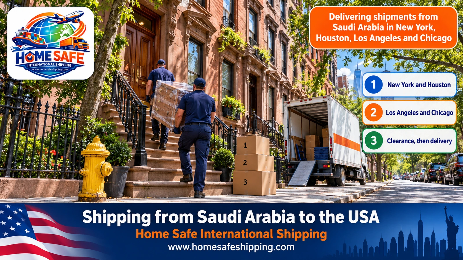 Delivering shipments from Saudi Arabia in New York, Houston, Los Angeles and Chicago