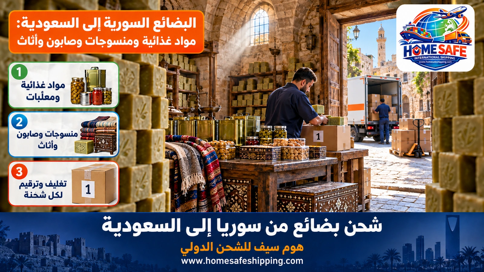البضائع السورية إلى السعودية: مواد غذائية ومنسوجات وصابون وأثاث