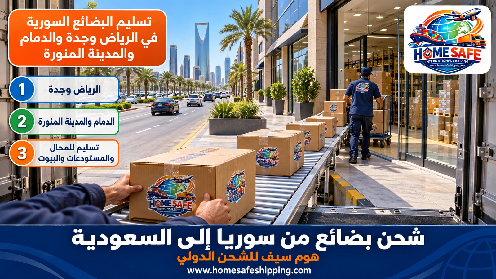 تسليم البضائع السورية في الرياض وجدة والدمام والمدينة المنورة