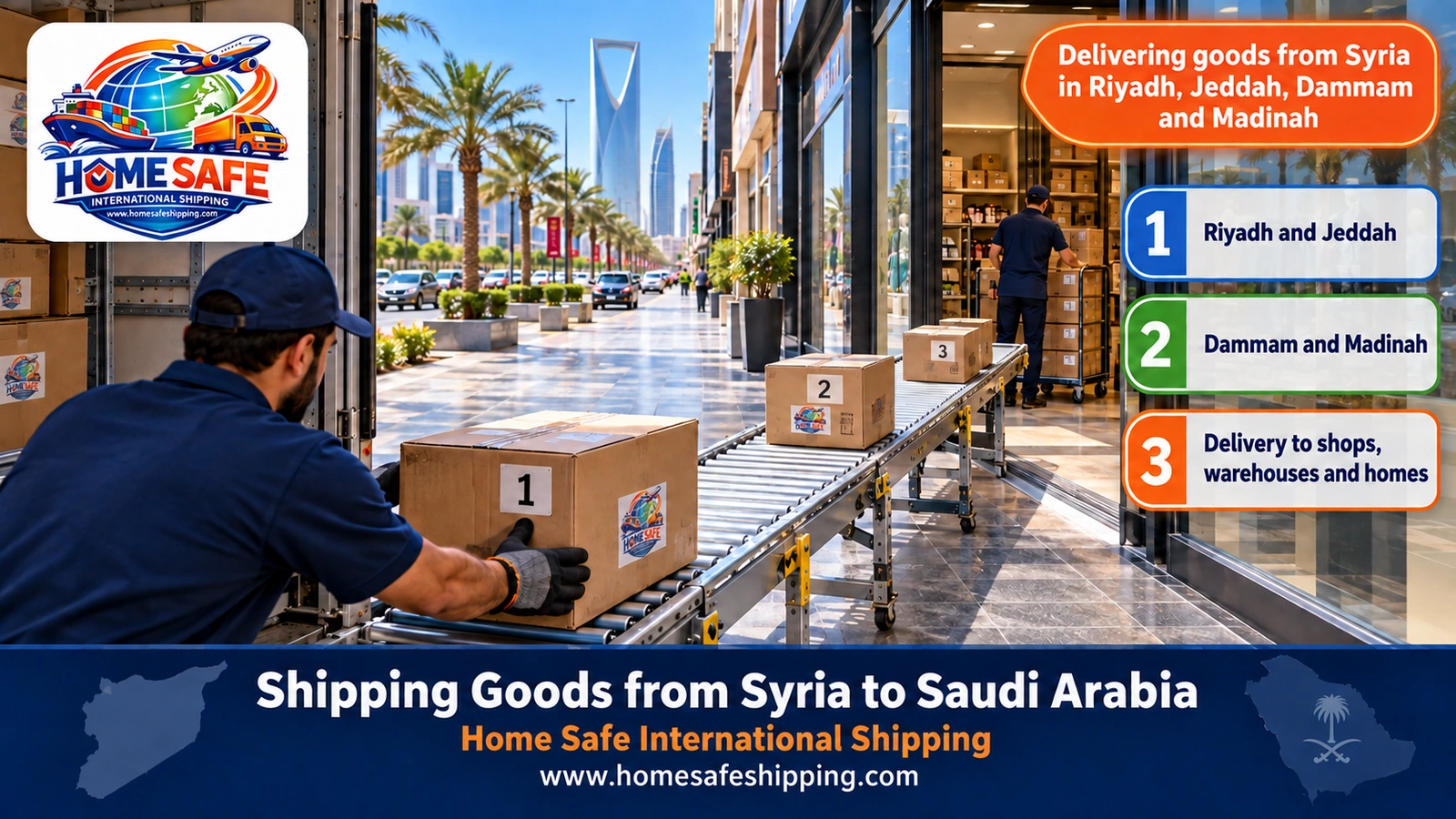 Delivering goods from Syria in Riyadh, Jeddah, Dammam and Madinah