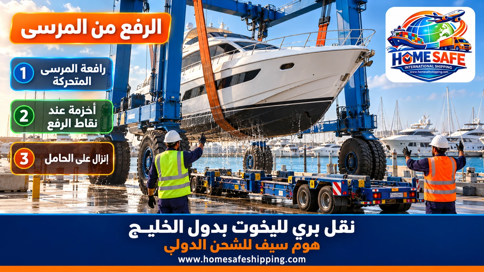 رفع اليخت من المرسى للنقل البري