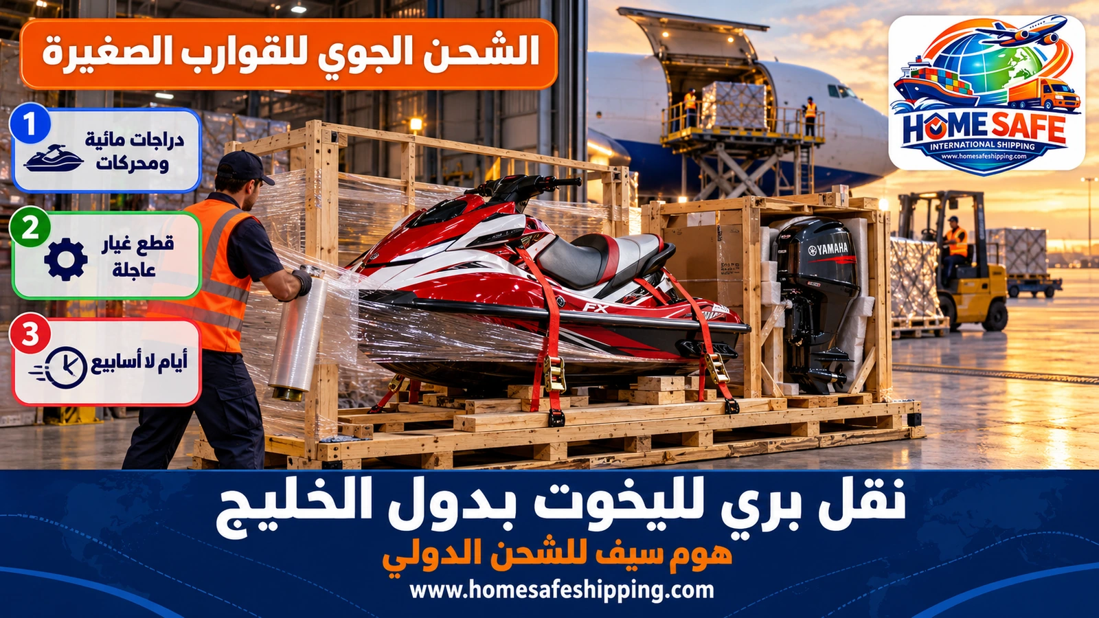 الشحن الجوي للدراجات المائية والمحركات البحرية
