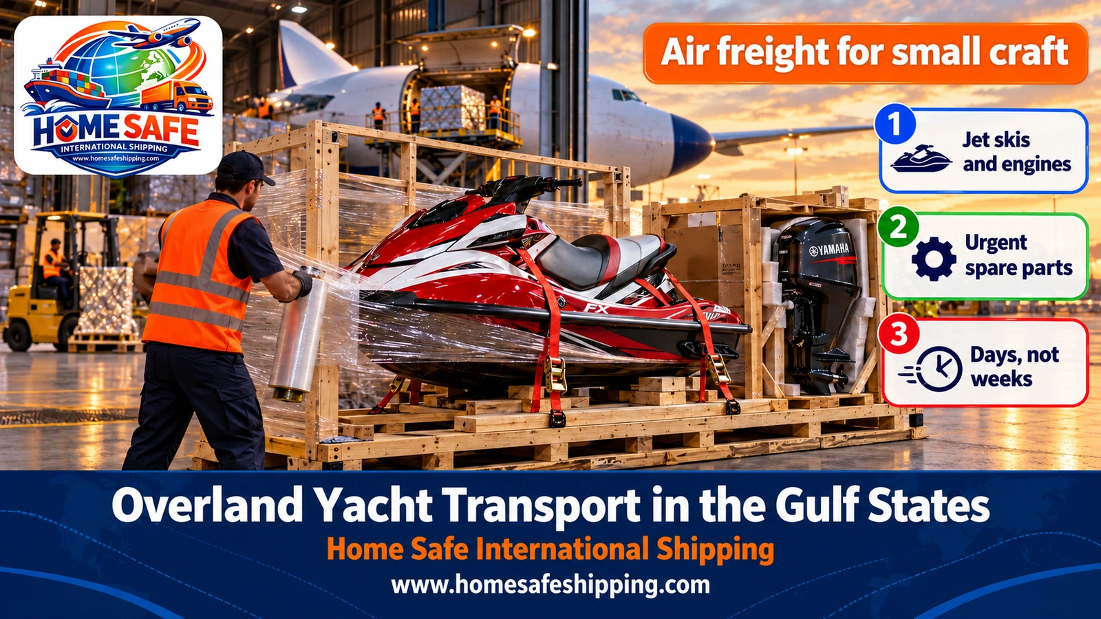 Air freight for jet skis and marine engines