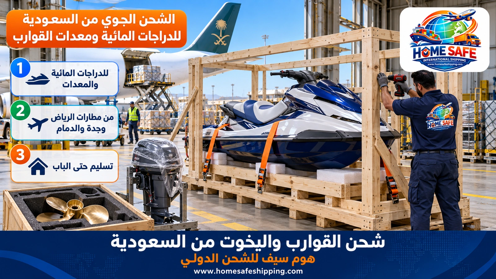 الشحن الجوي من السعودية للدراجات المائية ومعدات القوارب