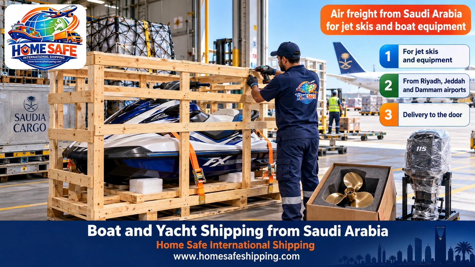 Air freight from Saudi Arabia for jet skis and boat equipment